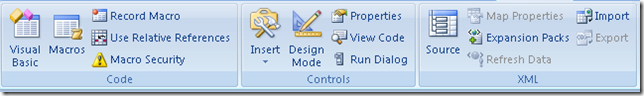 Developer ribbon in Excel 2007