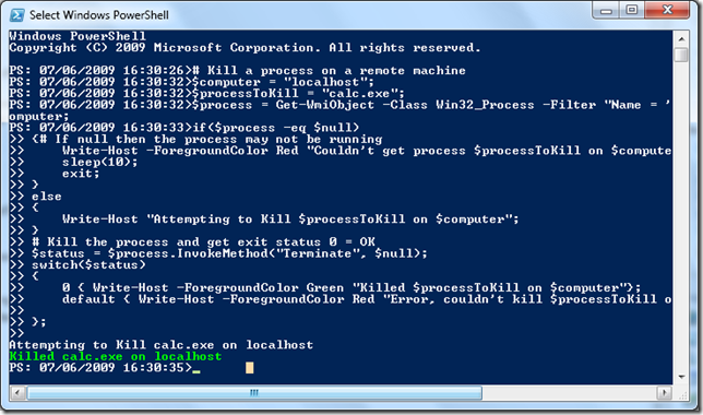 Kill processes on remote computers with Powershell