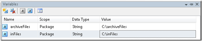 ssis variables for archiving files