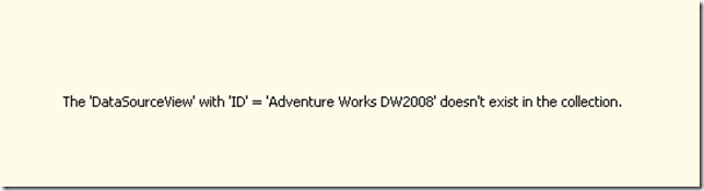 ssas designer data source view collection error