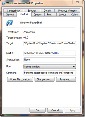 powershell_shortcut_properties