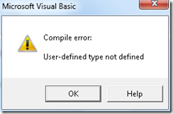 Error you will get if there is no reference to the Microsoft ActiveX Data Objects 2.8 Library