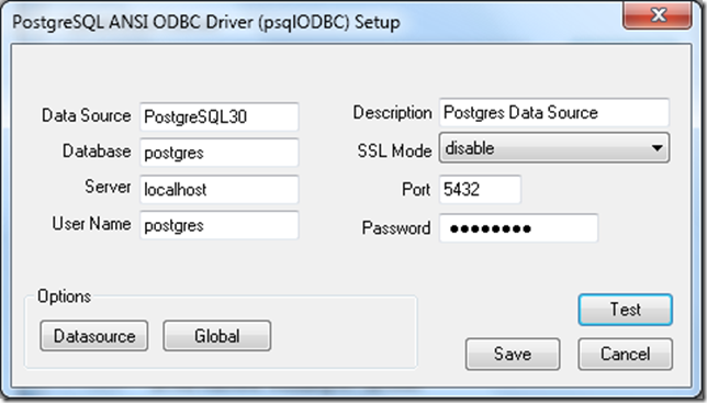 Postgres ODBC Setup