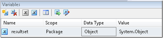 ssis resultset variable