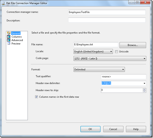 flat file connection manager