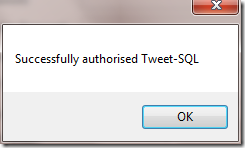 tweet-sql oauth confirmation