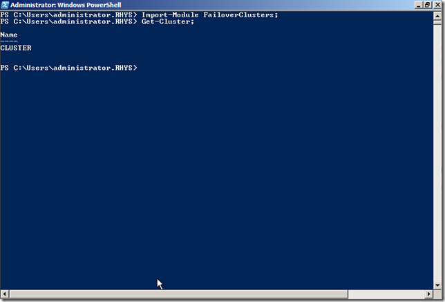 Windows Powershell command to list clusters in a domain