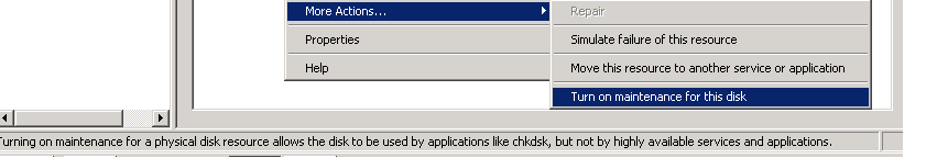 failover cluster disk maintenance